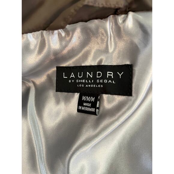 Laundry by Shelli Segal Quilted Pillow Collar Puffer Coat in Taupe Size Med - Picture 12 of 16